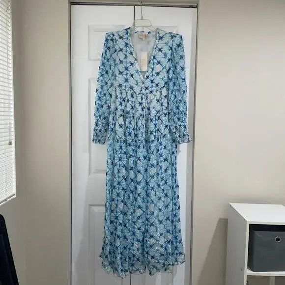 Rococo‎ Sand Volna Maxi Blue Multi Metallic Sparkle Bohemian Glam Size Small